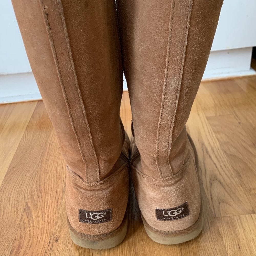 UGG Sunset Tall Boots Side Zip Chestnut - Picture 2 of 14
